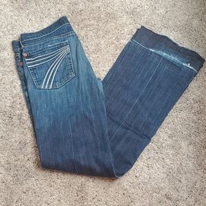 7 for all mandkind unhemmed flare jeans size 28